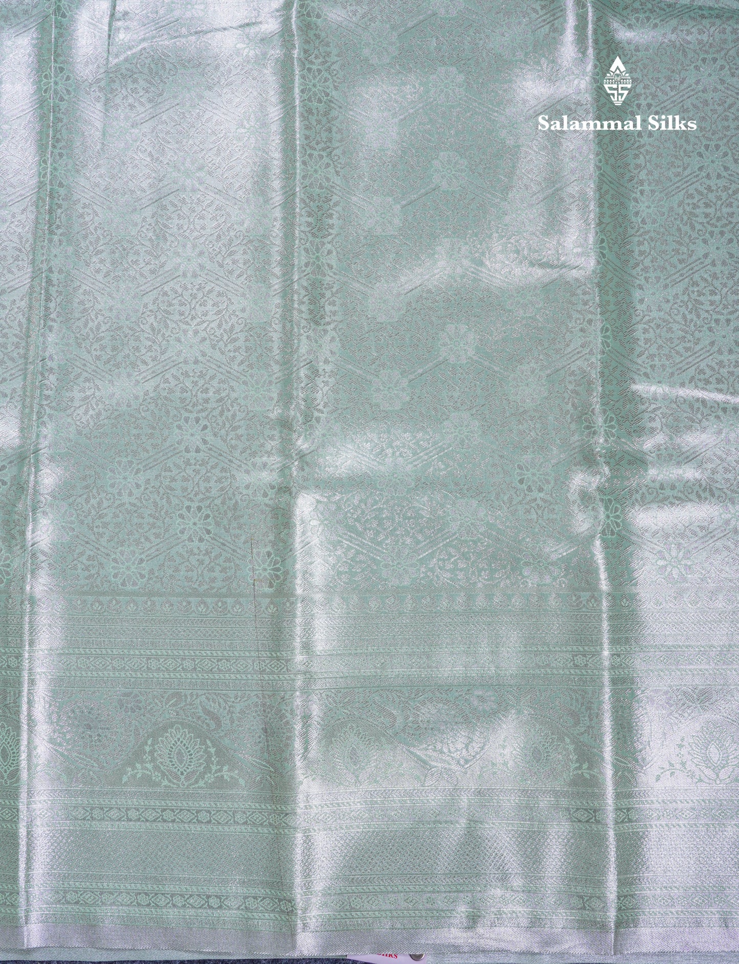 Light Sea Green Bridal Tissue Semi Silk Saree With Traditional Evening Morning Border