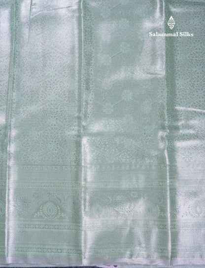 Light Sea Green Bridal Tissue Semi Silk Saree With Traditional Evening Morning Border