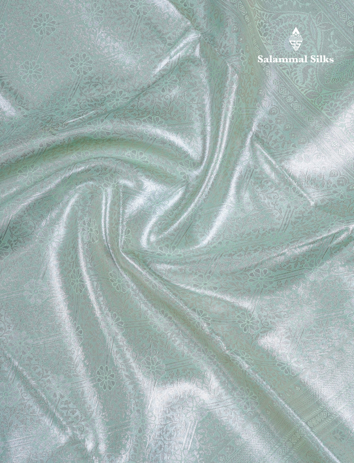 Light Sea Green Bridal Tissue Semi Silk Saree With Traditional Evening Morning Border