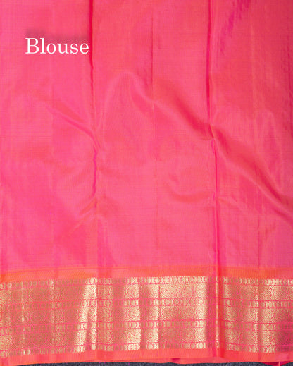 Beautiful Lemon Yellow Pure Kanjivaram Silk Saree With Contrast Pink Traditional Border