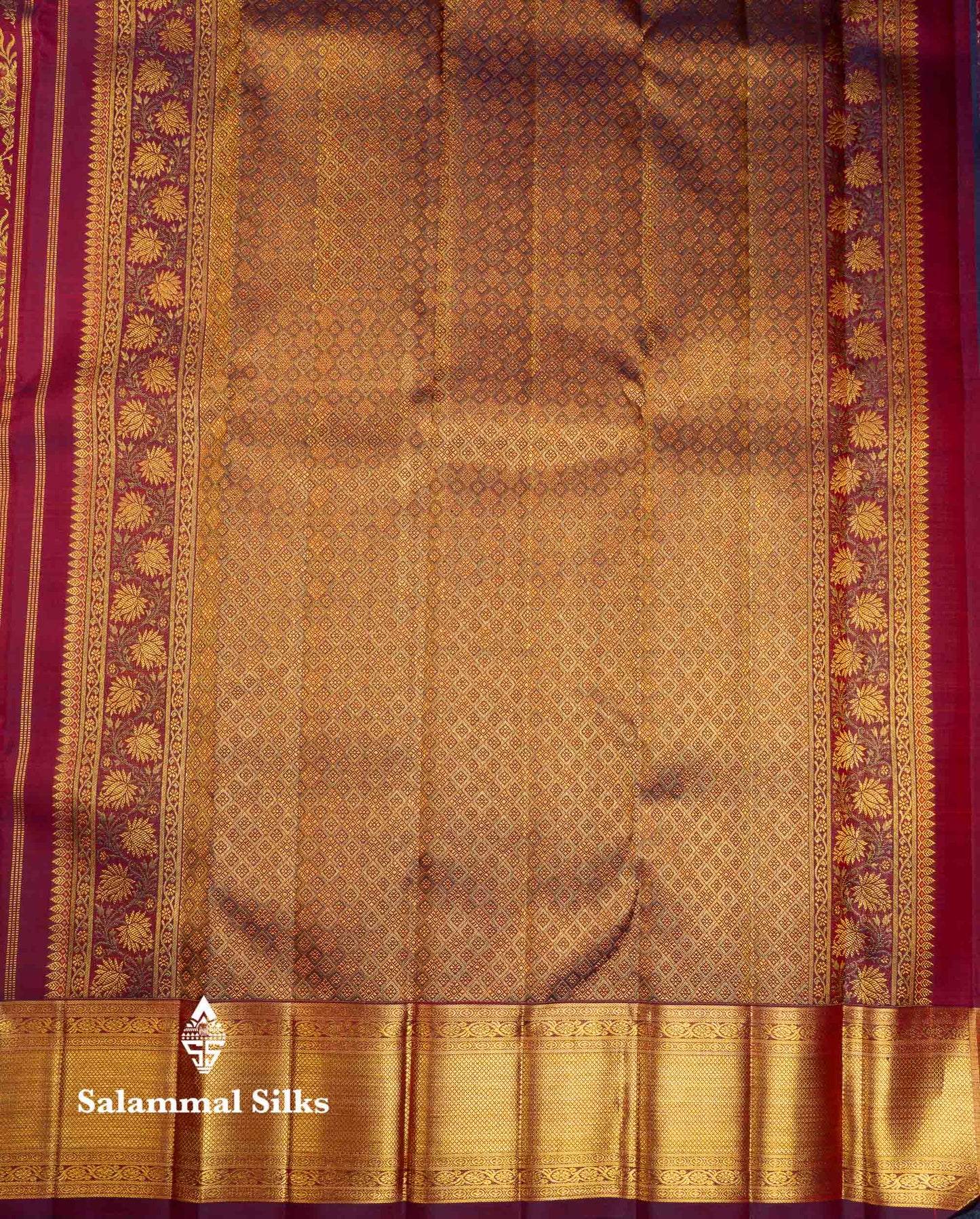 Beautiful Maroon Bridal Pure Kanjivaram Silk Saree With Traditional Border