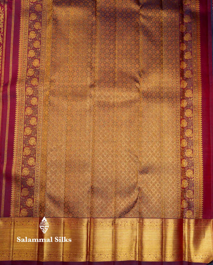 Beautiful Maroon Bridal Pure Kanjivaram Silk Saree With Traditional Border