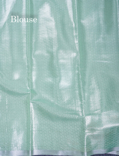 Light Sea Green Bridal Tissue Semi Silk Saree With Traditional Evening Morning Border