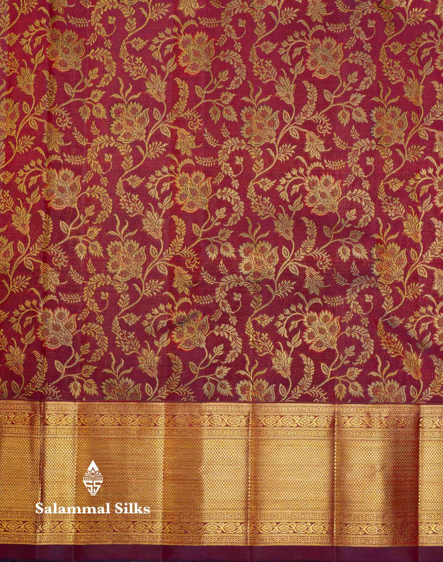 Beautiful Maroon Bridal Pure Kanjivaram Silk Saree With Traditional Border