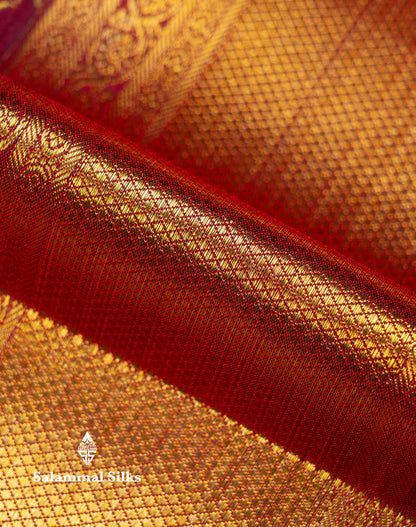 Beautiful Maroon Bridal Pure Kanjivaram Silk Saree With Traditional Border