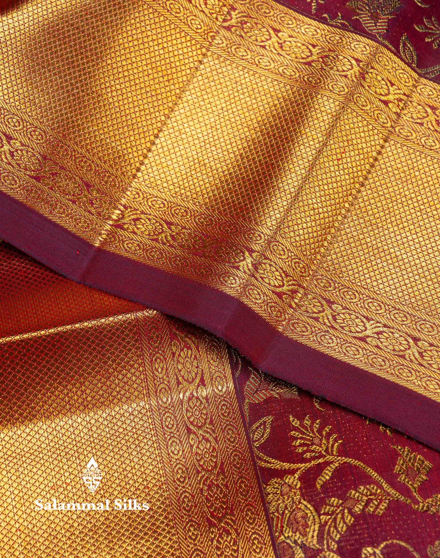 Beautiful Maroon Bridal Pure Kanjivaram Silk Saree With Traditional Border