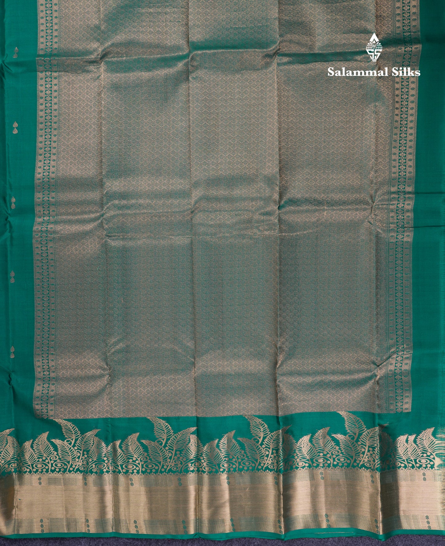 Beautiful Peacock Green Pure Kanjivaram Silk Saree With Traditional Evening Morning Border