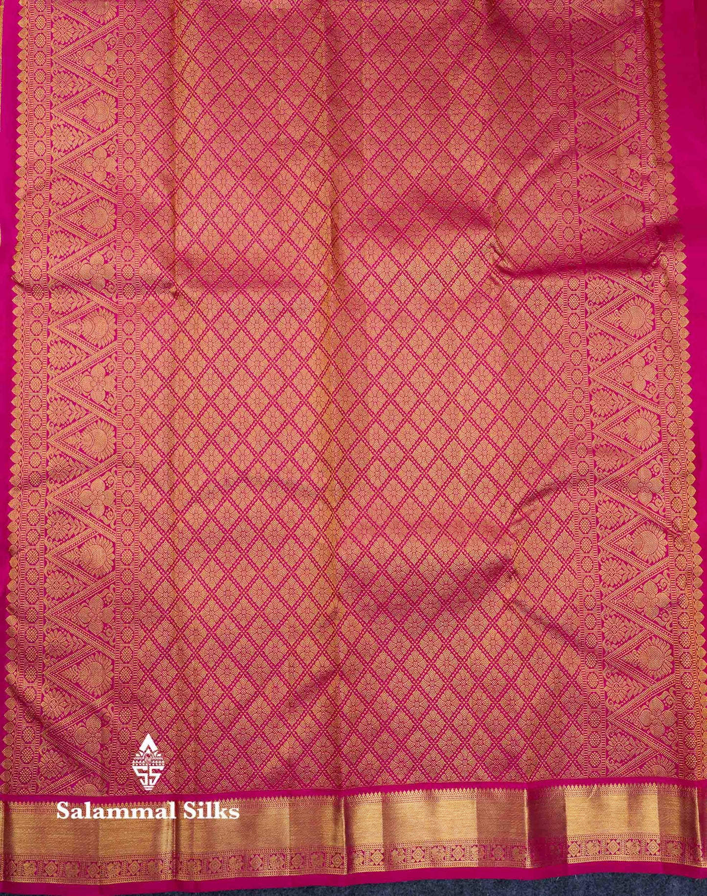 Beautiful Paalum Pazham Checks Pure Kanjivaram Silk Saree With Traditional Border