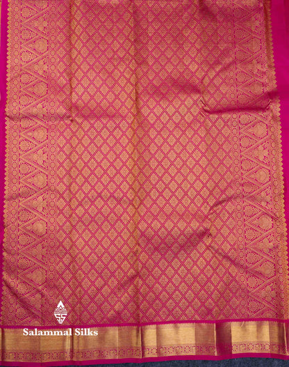 Beautiful Paalum Pazham Checks Pure Kanjivaram Silk Saree With Traditional Border
