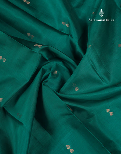 Beautiful Peacock Green Pure Kanjivaram Silk Saree With Traditional Evening Morning Border