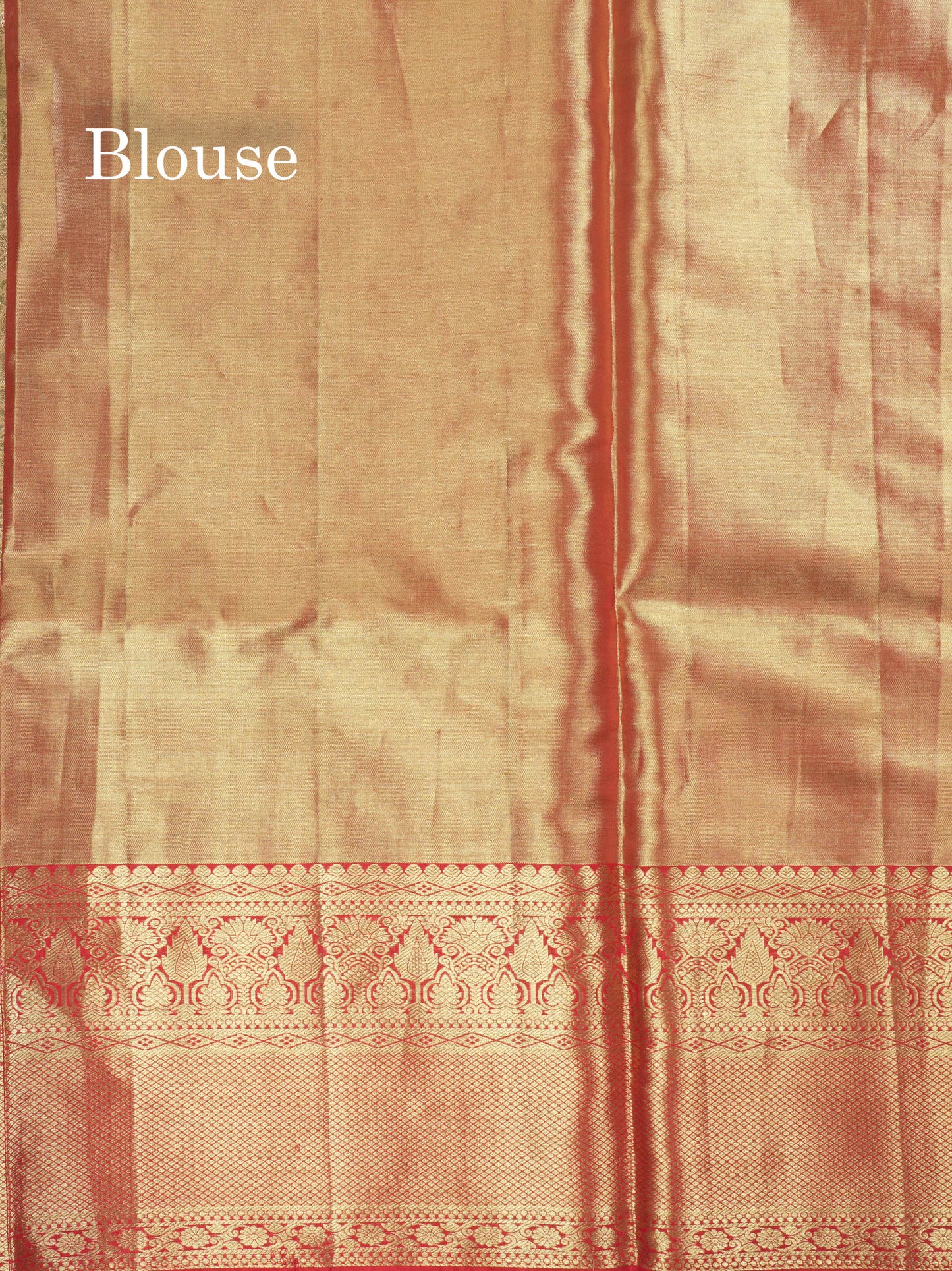 Light Orange Tissue Bridal Pure Kanjivaram Silk Saree With Contrast Chilly Red Border
