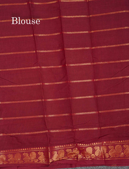 Sungudi Cotton Saree - Maroon Colour Body With Contrast Black Traditional Border