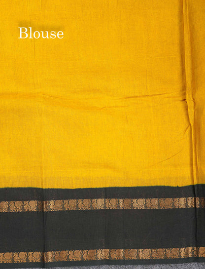 Sungudi Cotton Saree - Orange Colour Body Plain With Contrast Black Gap Border