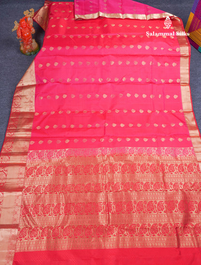 Beautiful Bottle Green Pure Kanjivaram Silk Saree With Contrast Dark Brown Border