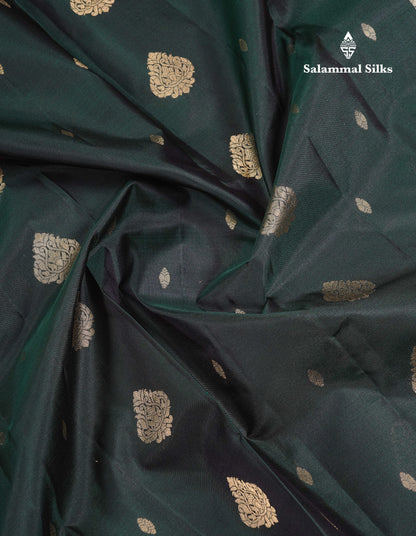 Beautiful Bottle Green Pure Kanjivaram Silk Saree With Traditional Border