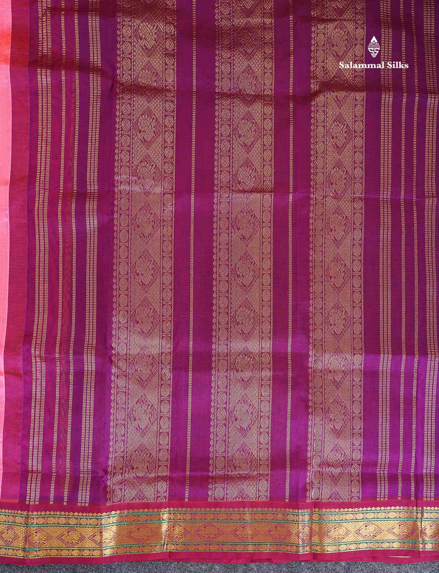 Pure Silk Cotton Saree - Multicolour Along With Contrast Magenta Traditional Border