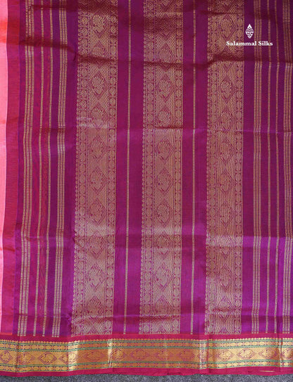 Pure Silk Cotton Saree - Multicolour Along With Contrast Magenta Traditional Border