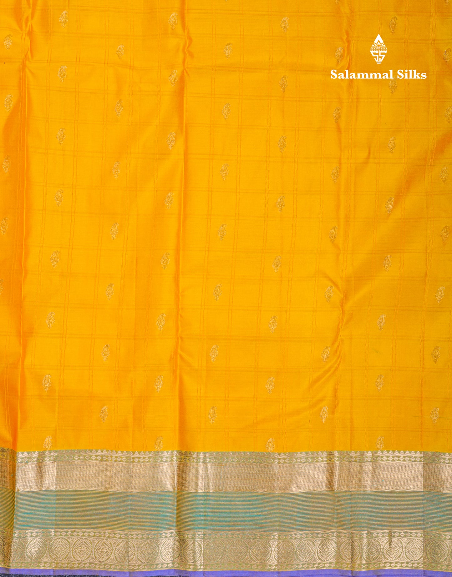 Beautiful Olive Green Pure Kanjivaram Silk Saree With Contrast Peacock Blue Border