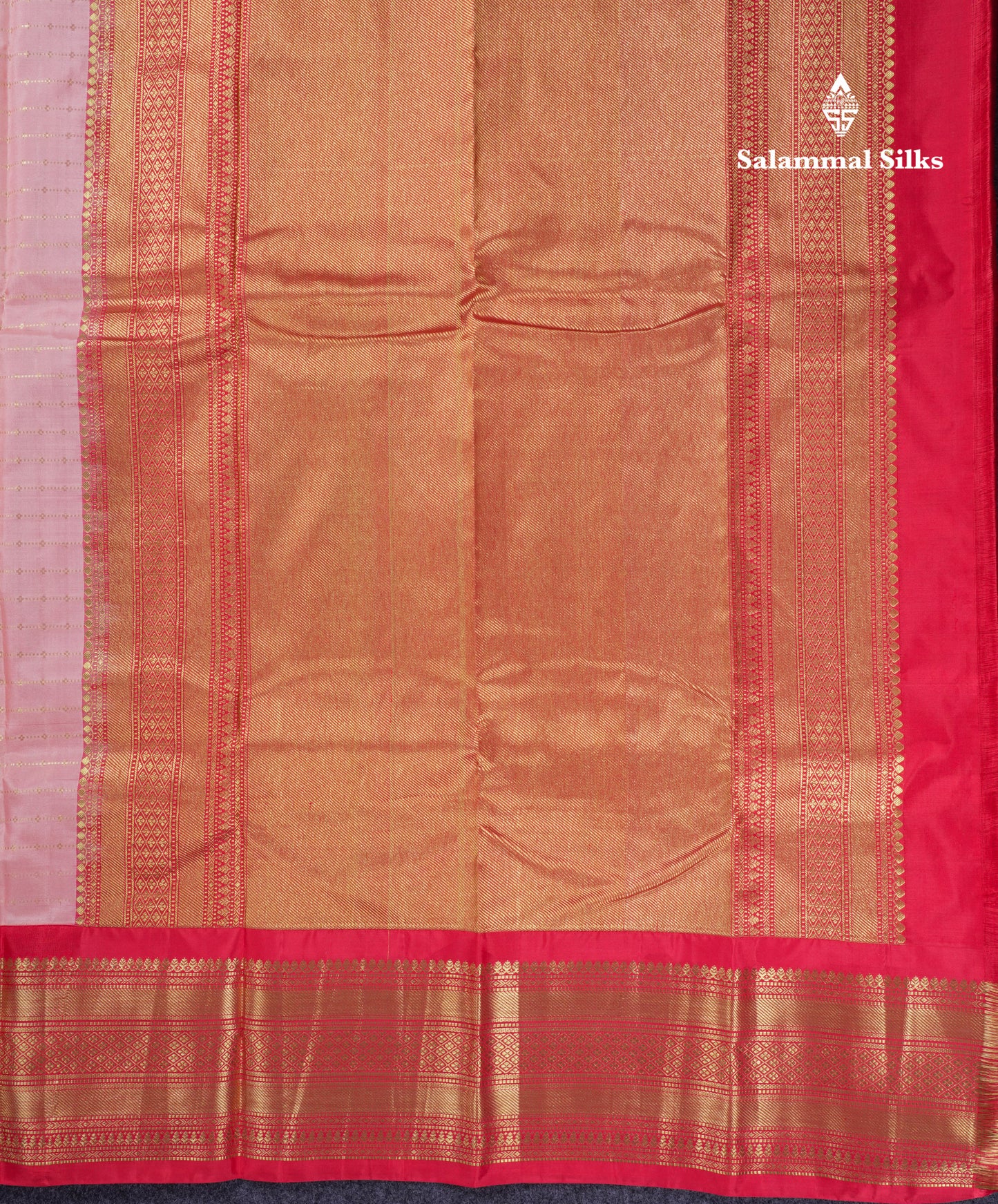 Beautiful Dark Peach Pure Kanjivaram Silk Saree With Contrast Chilly Red Traditional Border