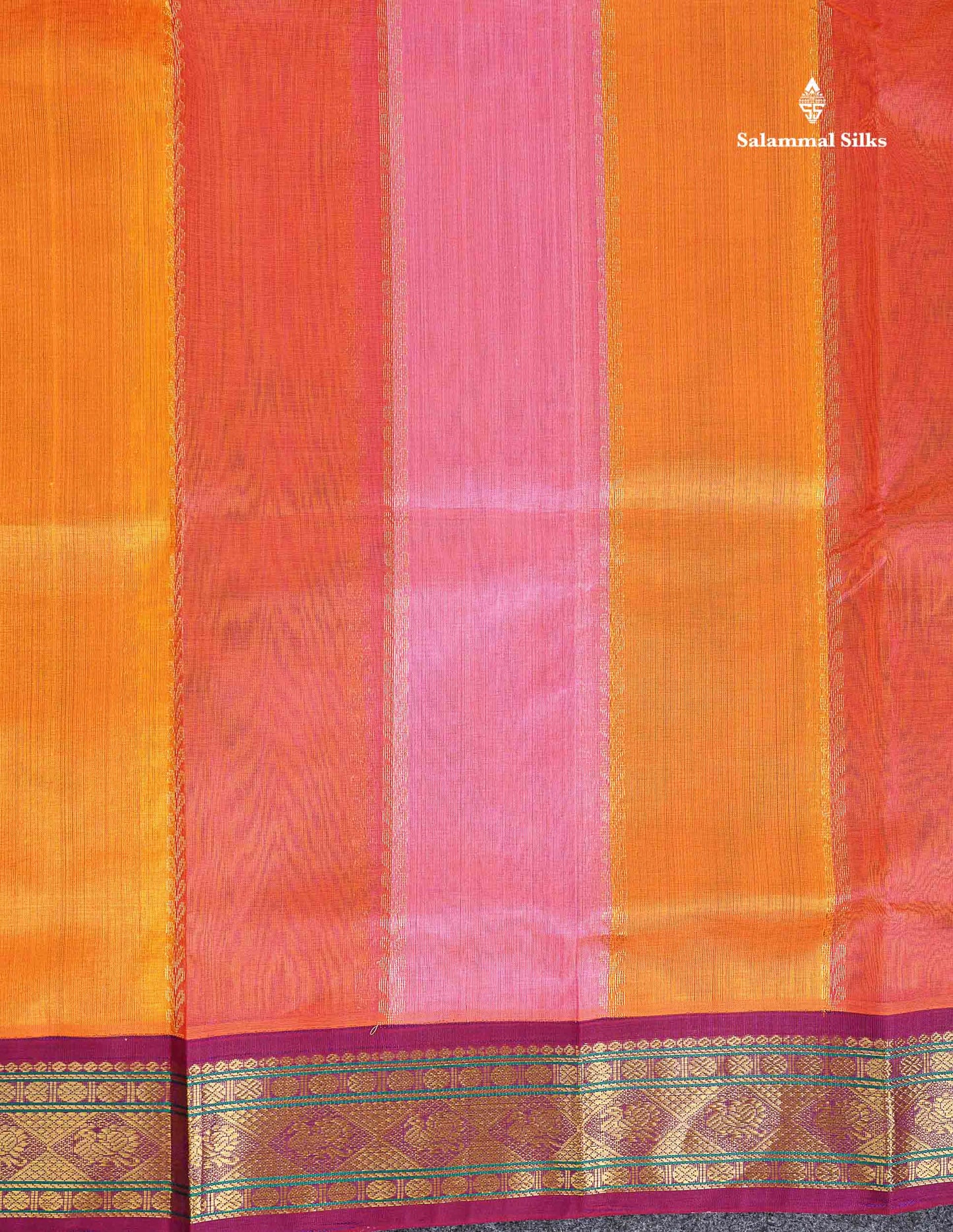 Pure Silk Cotton Saree - Multicolour Along With Contrast Magenta Traditional Border