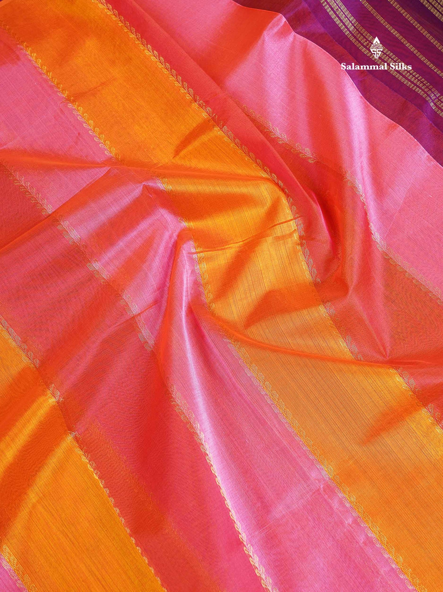 Pure Silk Cotton Saree - Multicolour Along With Contrast Magenta Traditional Border
