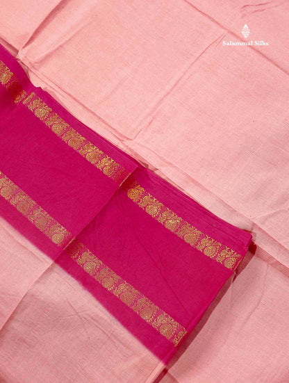 Sungudi Cotton Saree - Orange Colour Body Plain With Contrast Black Gap Border