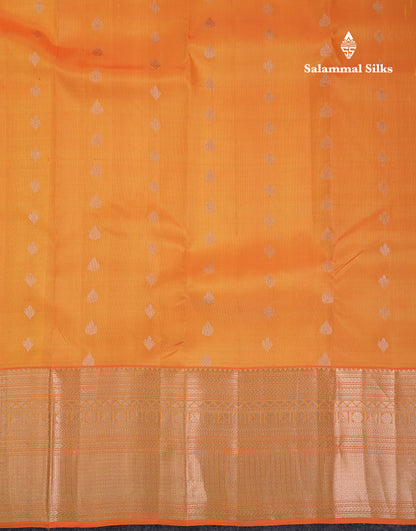 Beautiful Dual Tone Yellow Pure Kanjivaram Silk Saree With Traditional Border