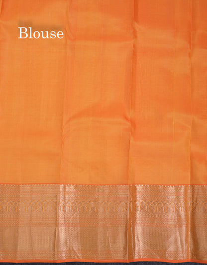 Beautiful Dual Tone Yellow Pure Kanjivaram Silk Saree With Traditional Border