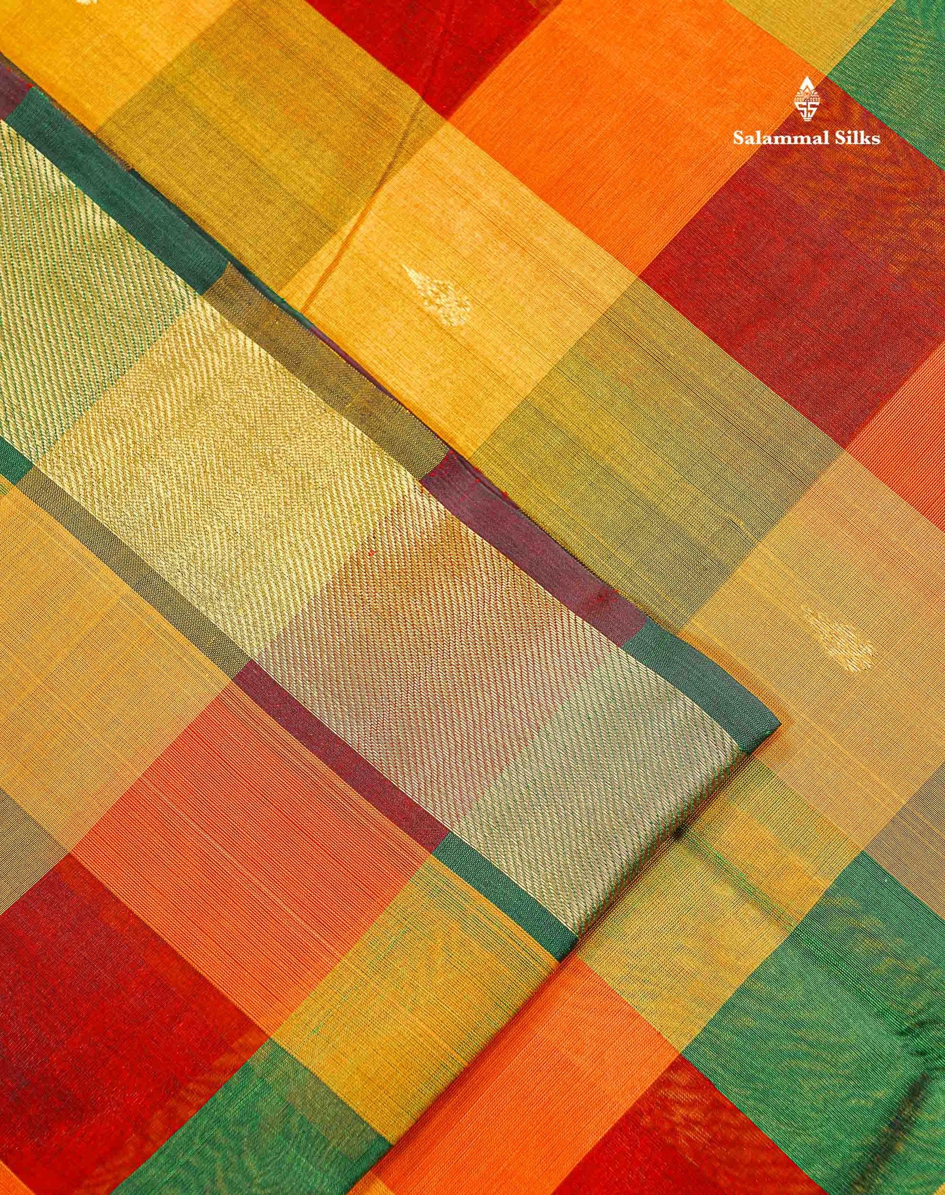 Dark Maroon Border Of Multicolour Pure Silk Cotton Saree 
