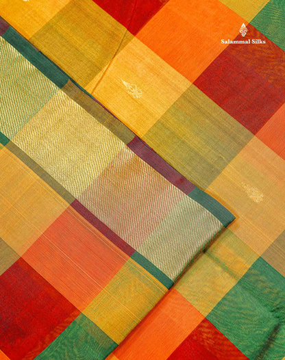 Dark Maroon Border Of Multicolour Pure Silk Cotton Saree 
