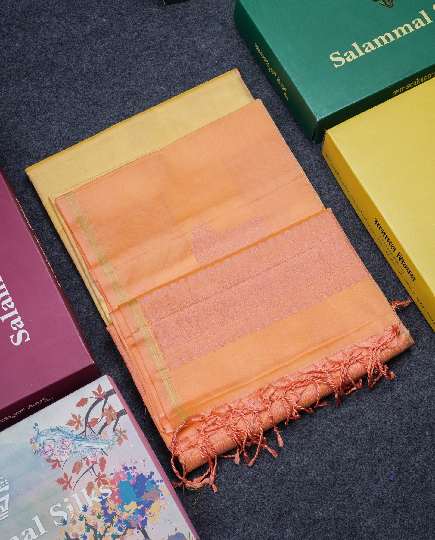 Beautiful Light Yellow Pure Kanjivaram Soft Silk Saree With Contrast Peach Border