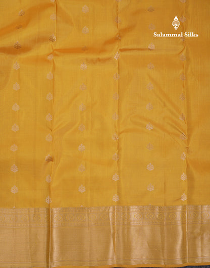 Beautiful Yellow Pure Kanjivaram Silk Saree With Traditional Border