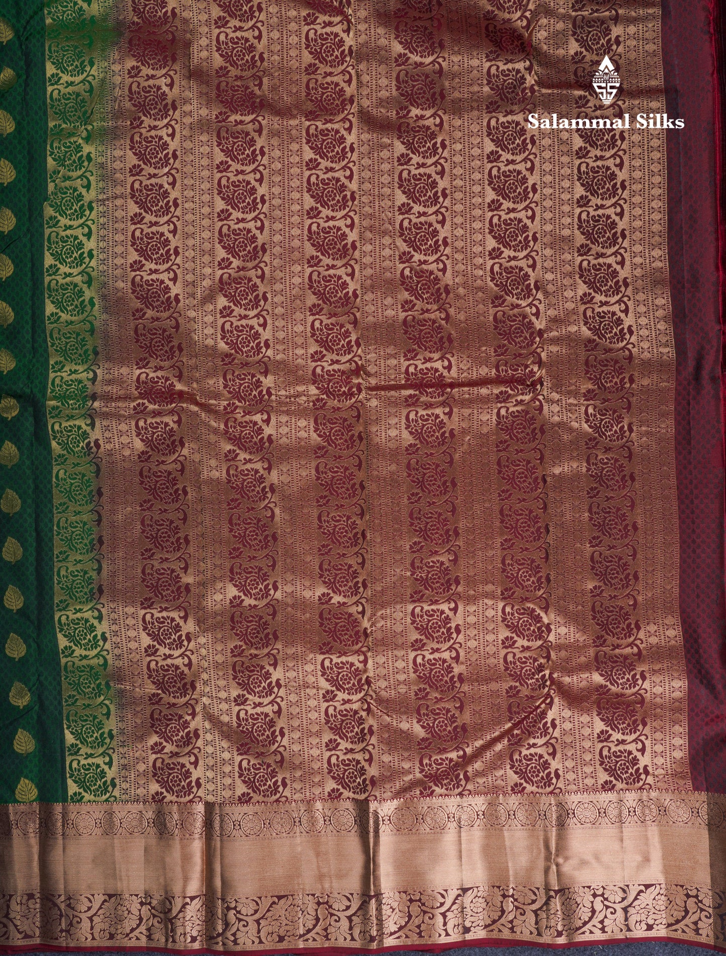 Beautiful Bottle Green Pure Kanjivaram Silk Saree With Contrast Dark Brown Border