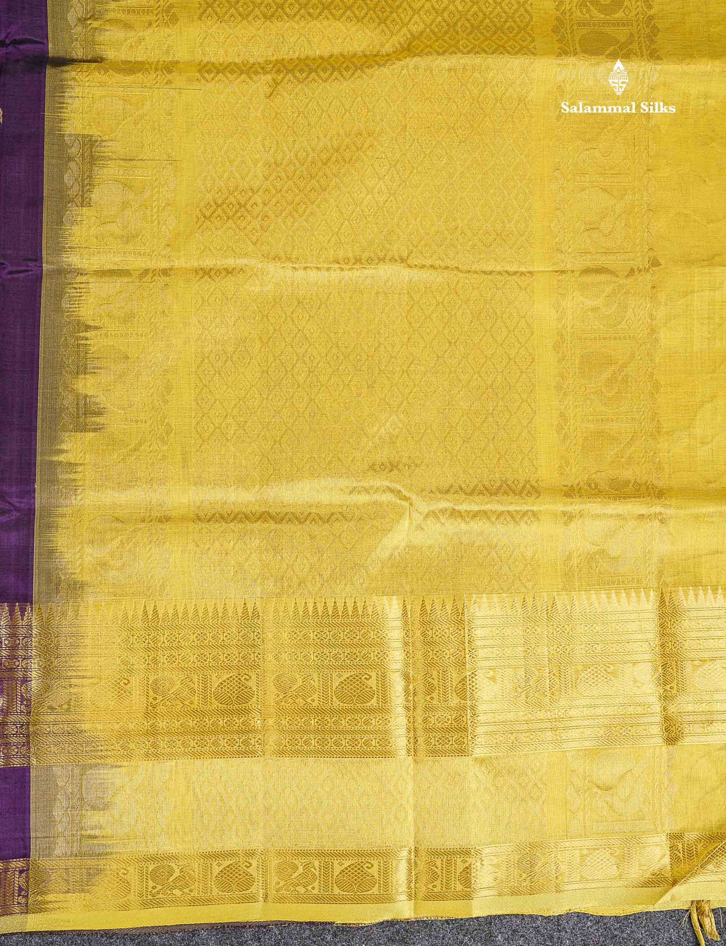 Pure Silk Cotton Saree - Dark Purple Parrot Butta Along With Traditional Evening Morning Border
