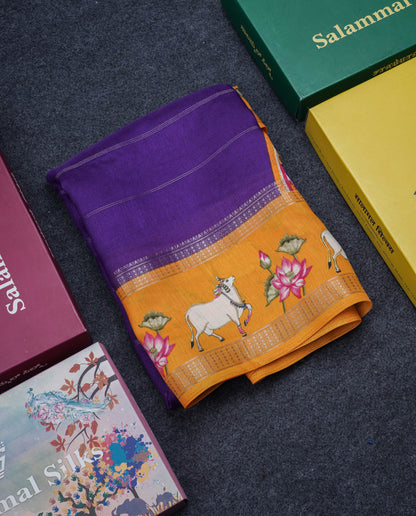 Bottle Green Semi Crepe Saree With Contrast Reddish Pink Border