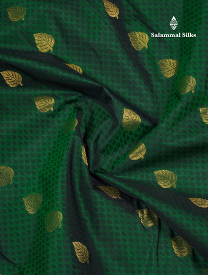 Beautiful Bottle Green Pure Kanjivaram Silk Saree With Contrast Dark Brown Border