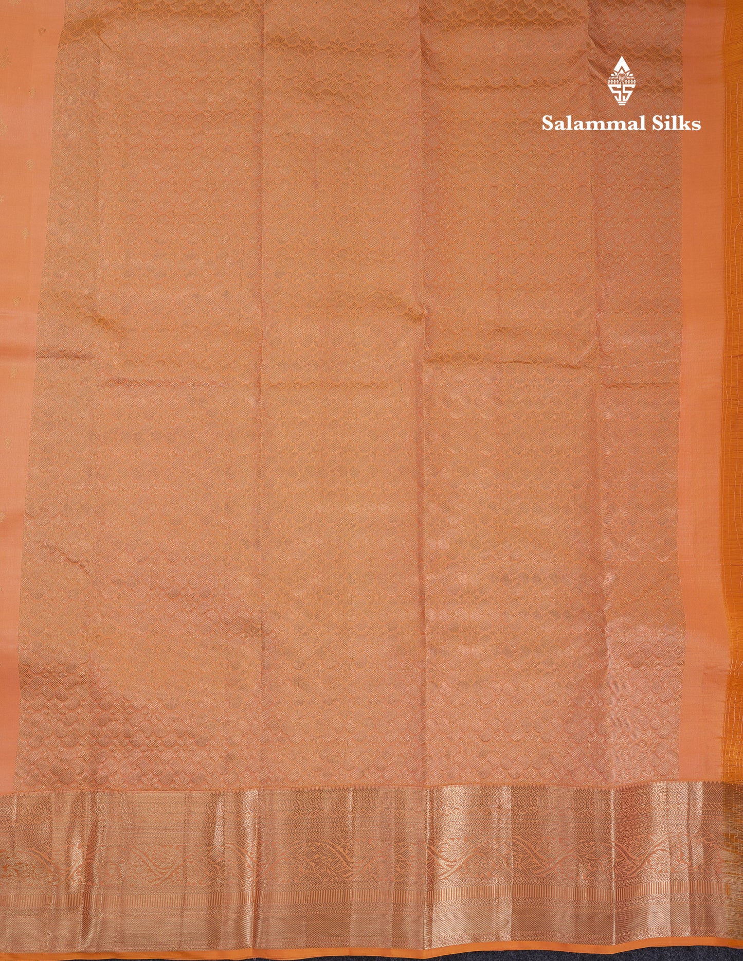 Beautiful Peach Pure Kanjivaram Silk Saree With Traditional Evening Morning Border
