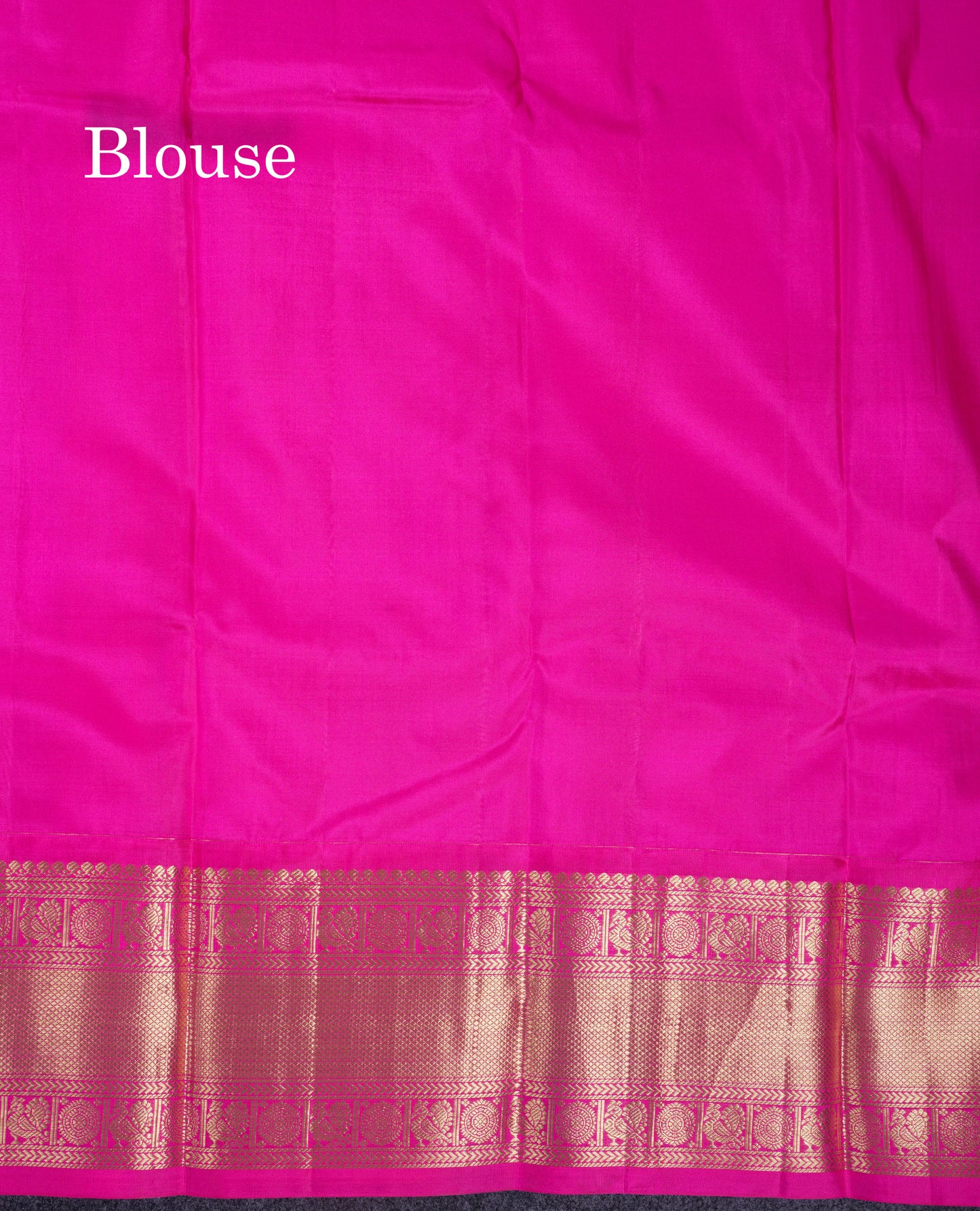 Beautiful Magenta Pure Kanjivaram Silk Saree With Contrast Magenta Pink Traditional Border