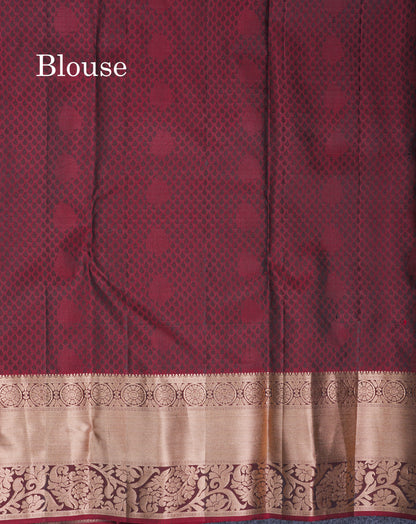 Beautiful Bottle Green Pure Kanjivaram Silk Saree With Contrast Dark Brown Border