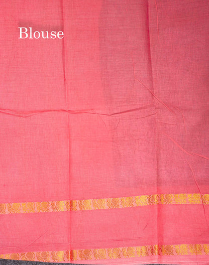 Sungudi Cotton Saree - Orange Colour Plain Body With Contrast Magenta Pink Gap Border