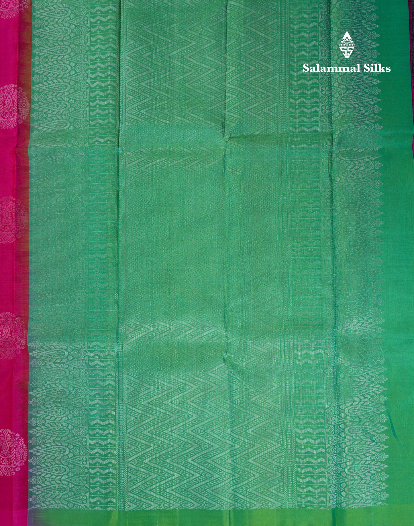Beautiful Pink Fancy Pure Kanjivaram Silk Saree With Contrast Rexona Green Blouse