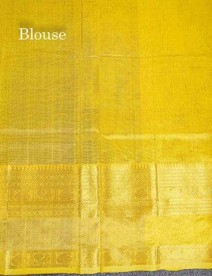 Pure Silk Cotton Saree - Dark Purple Parrot Butta Along With Traditional Evening Morning Border