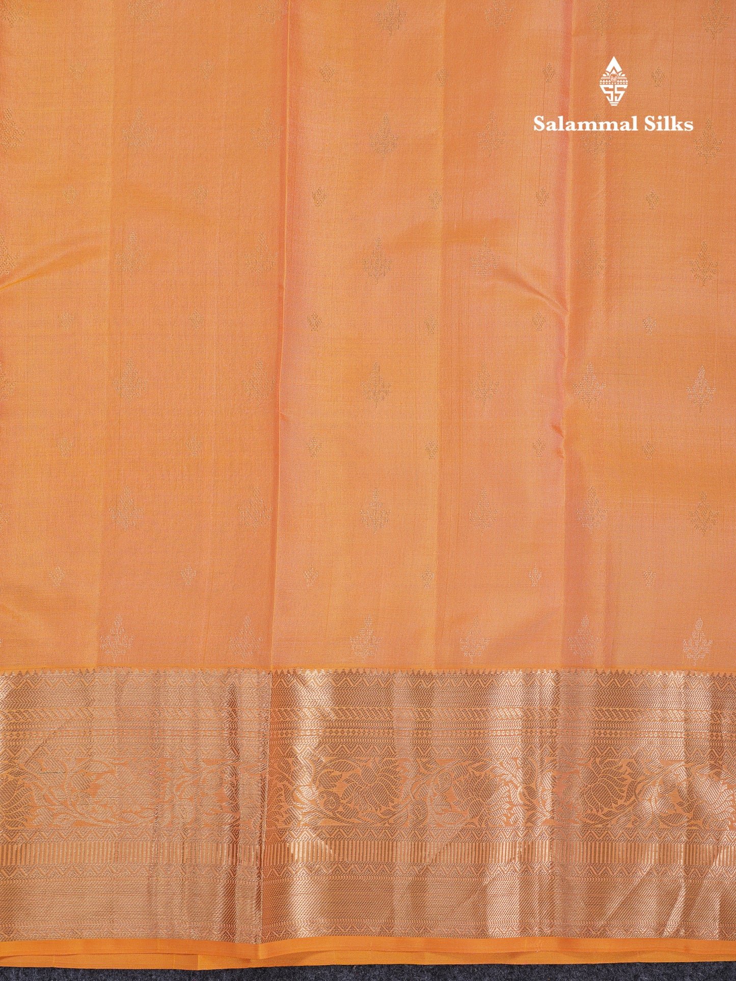 Beautiful Peach Pure Kanjivaram Silk Saree With Traditional Evening Morning Border