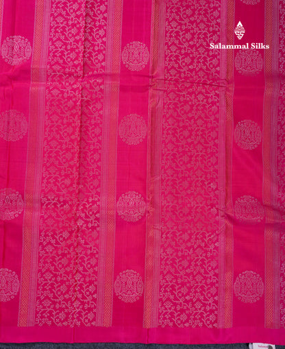 Beautiful Pink Fancy Pure Kanjivaram Silk Saree With Contrast Rexona Green Blouse