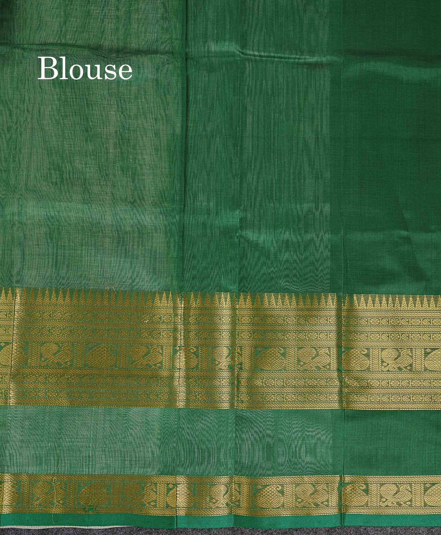Pure Silk Cotton Saree - Half White Parrot Butta Along With Traditional Evening Morning Border