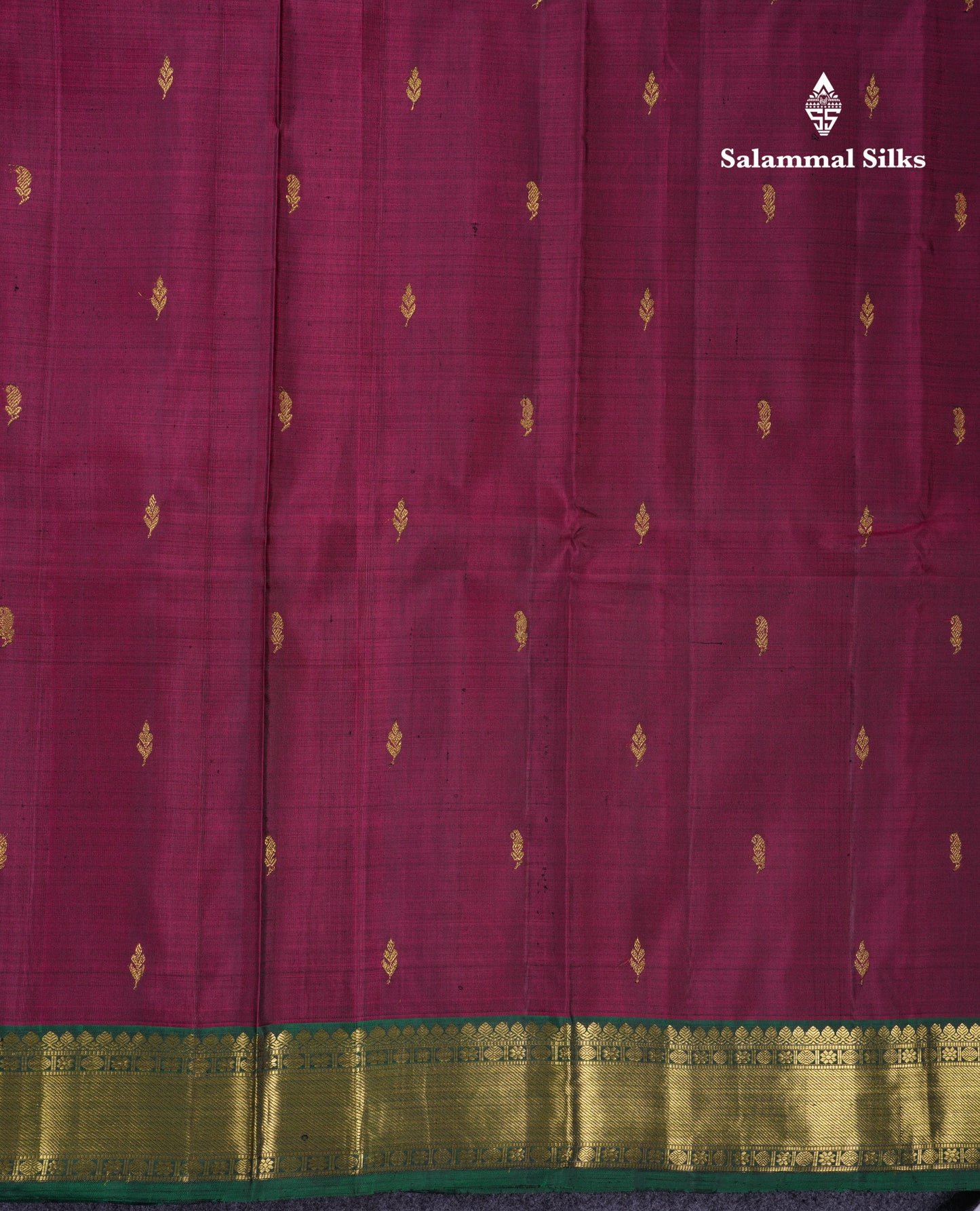 Beautiful Dark Maroon Pure Kanjivaram Silk Saree With Contrast Bottle Green Traditional Medium Border