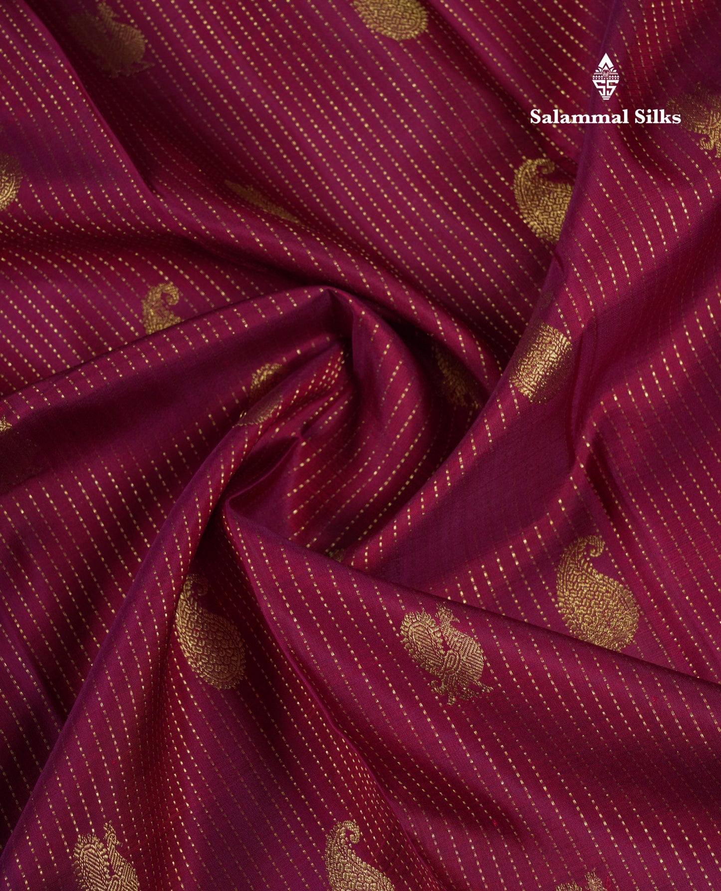 Beautiful Dark Maroon Pure Kanjivaram Silk Saree With Contrast Purple Traditional Border