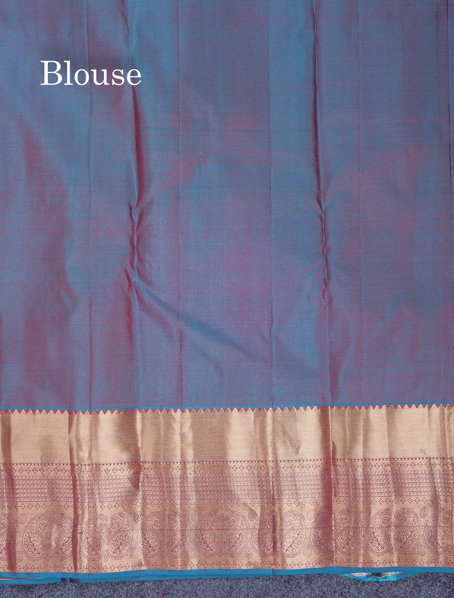 Beautiful Red Pure Kanjivaram Silk Saree With Contrast Dual Tone Blue Traditional Border