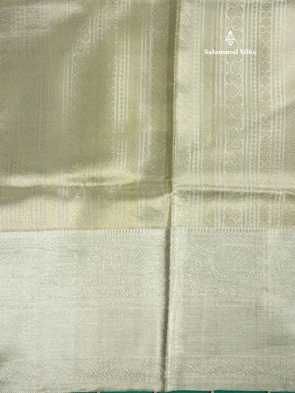 Beautiful Silver Colour Tissue Pure Kanjivaram Silk Saree (2G) Zari With Self Border