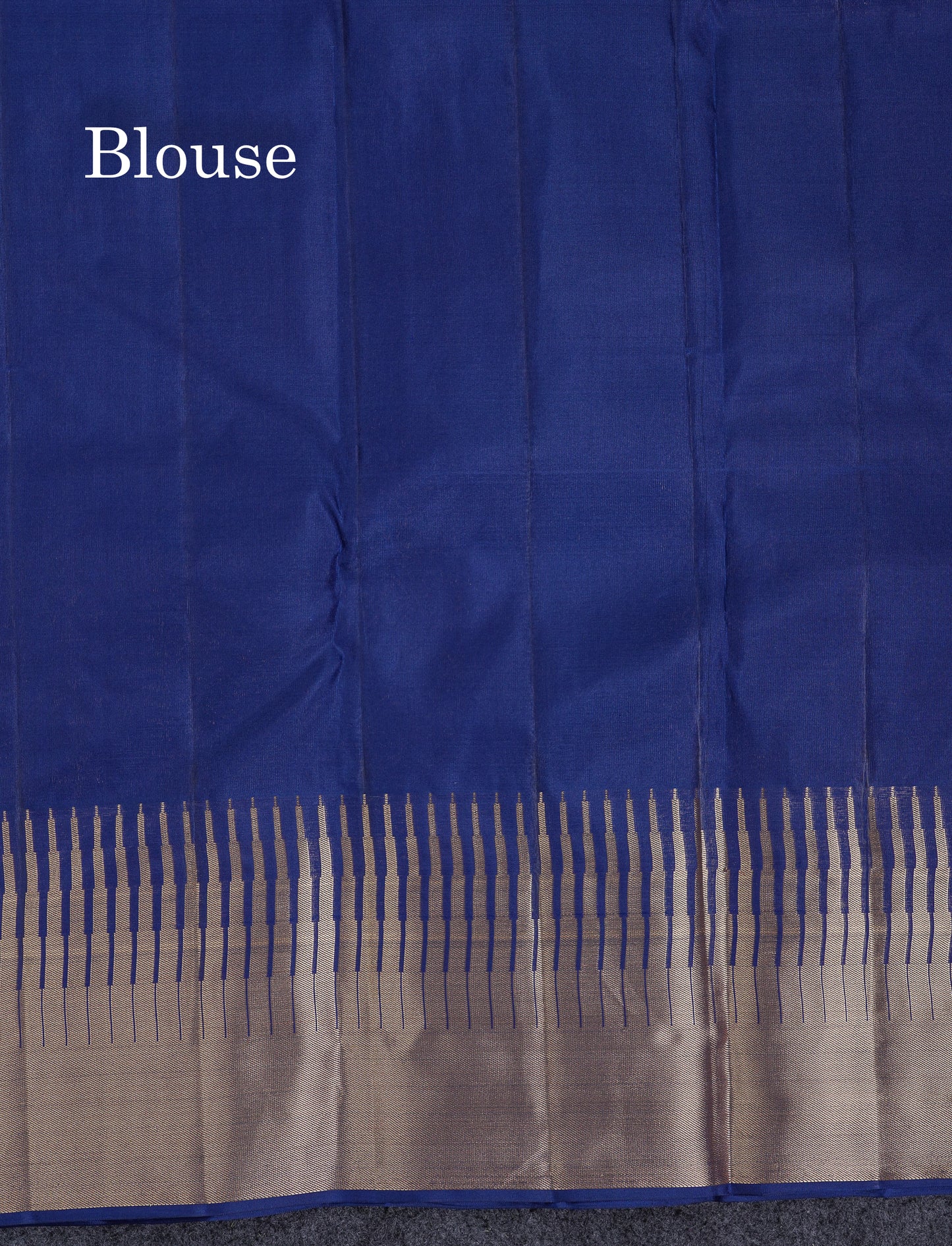 Beautiful Navy Blue Pure Kanjivaram Silk Saree With Traditional Temple Border